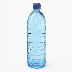 Transparent Water Bottle without Label with Droplets
