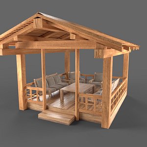 wooden pavillon 3D