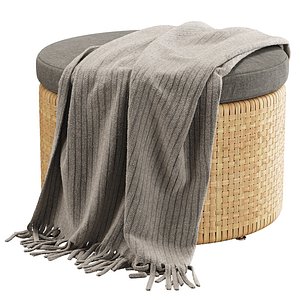 Monica rattan round pouf