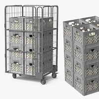 Material Handling Roll Cart with Crated Bottles