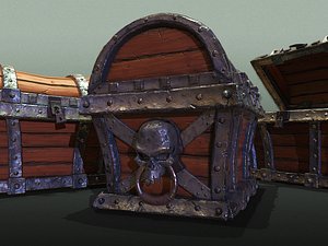Skull Pirate Chest - Game Ready