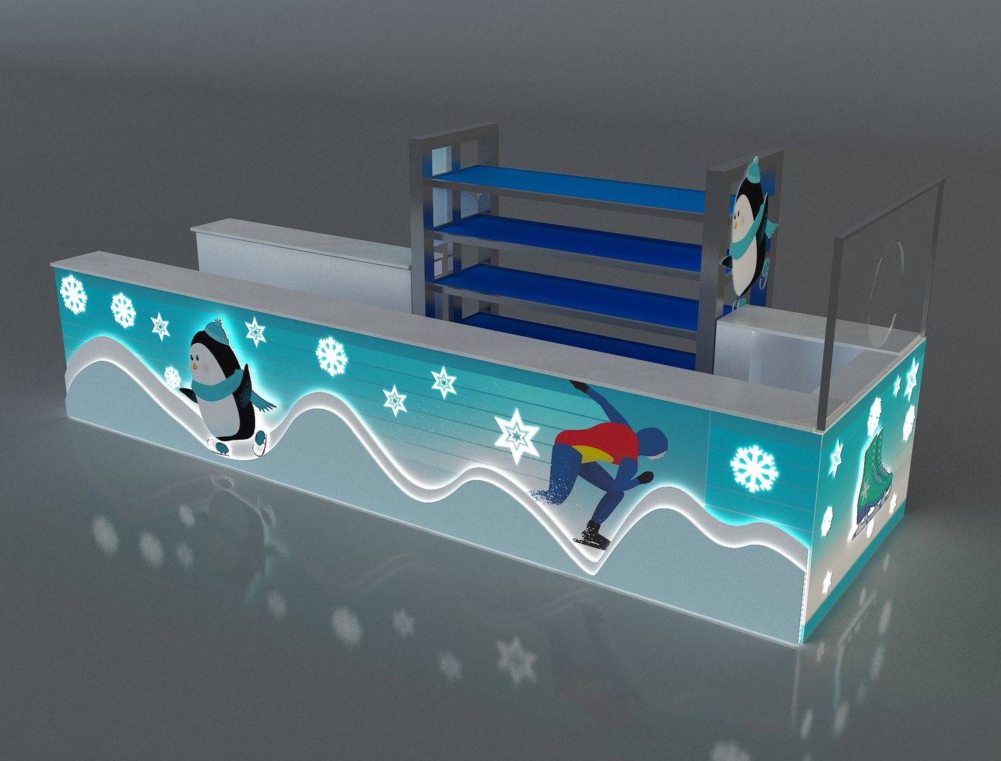 A kiosk for ice skating equipment and supplies a657b 3D model