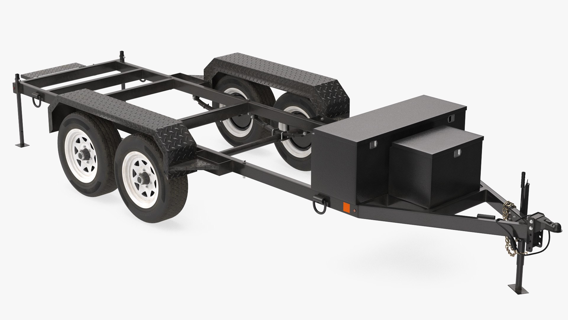 Heavy Duty 4 Wheel Trailer Rigged 3D model preview