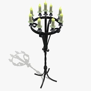 3D Antique Forged Iron Candelabra Prop