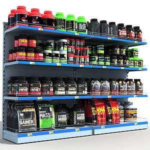3D model sports store nutrition shelves