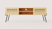 Modern Oak TV Stand with Lattice Cabinet Doors