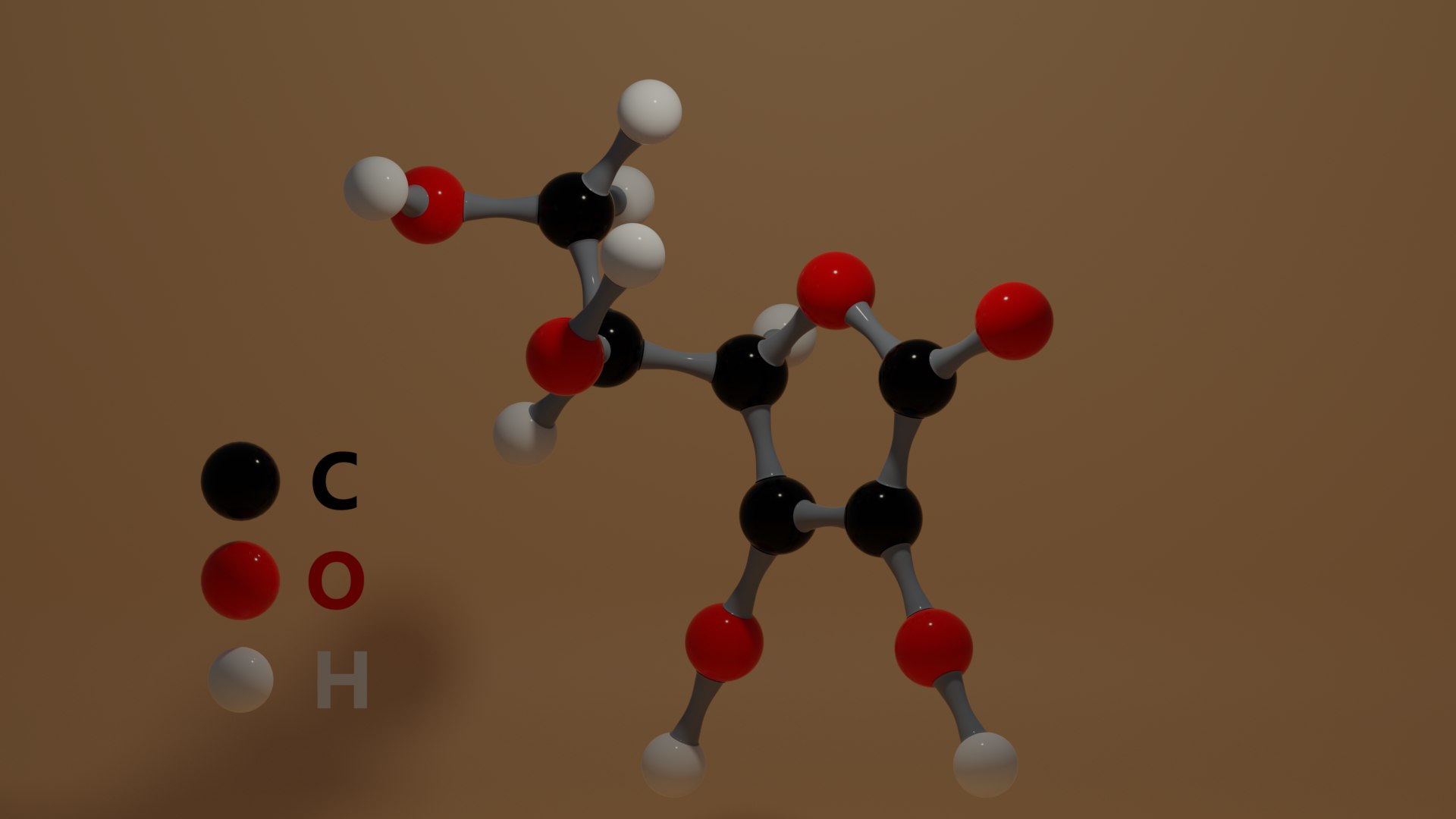 Ascorbic Acid Vitamin C Molecular C6H8O6 3D Model - TurboSquid 1972966