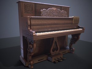 Vintage home piano pbr Low-poly 3D model