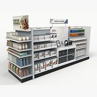 Stocked Retail Gondola Shelving with Endcap