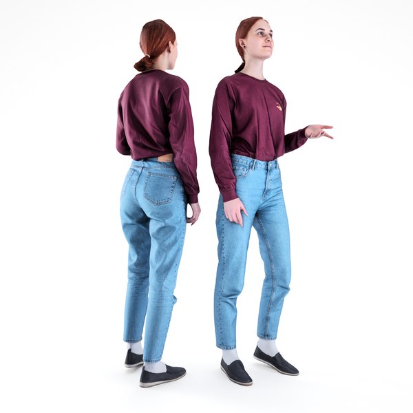 3D human young woman casual