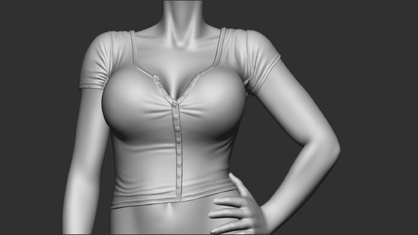 girls v-neck t-shirt 3D model