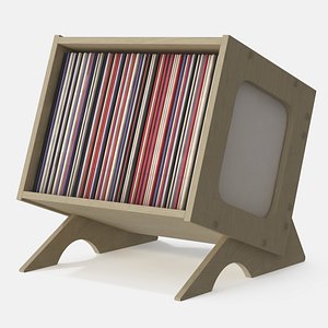 Vinyl Record Organizer Filled Wood