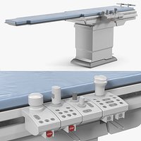 Radiology Procedure Table with Blue Mattress White