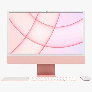 3D Apple iMac 24 inch 2021 Pink model
