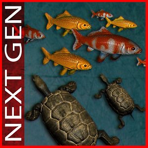 3ds max turtle pond koi