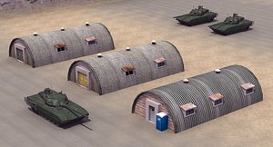 barrack huts 3D