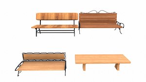 Outdoor Benches 3D model