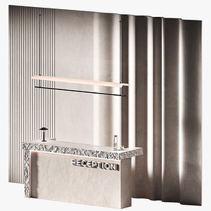 Reception desk Rough rock edge rectangular stone slab Wavy wall panels