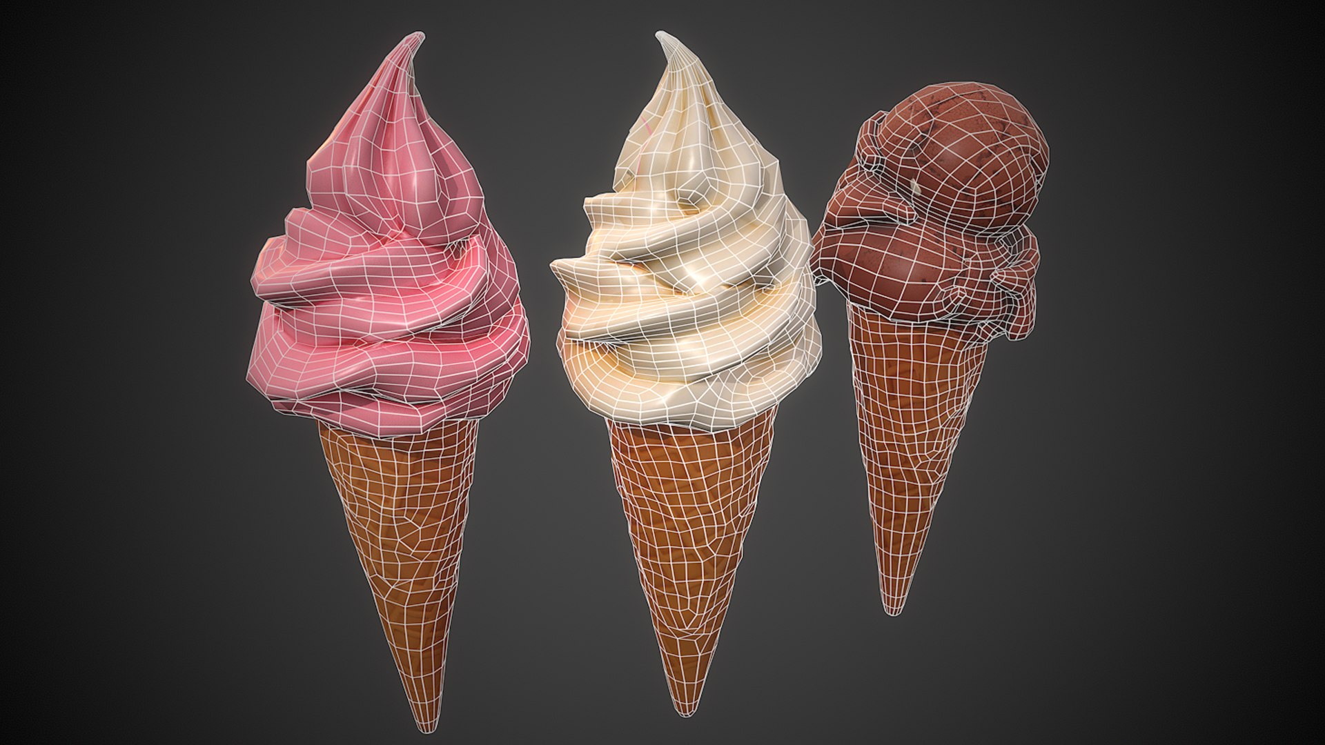 Ice Cream Cone 3d model model https://p.turbosquid.com/ts-thumb/qr/Ai6BMS/tn/icecreamwireframe3/jpg/1783455063/1920x1080/fit_q87/7171cf248aea66a3b4caad76233948173e442279/icecreamwireframe3.jpg