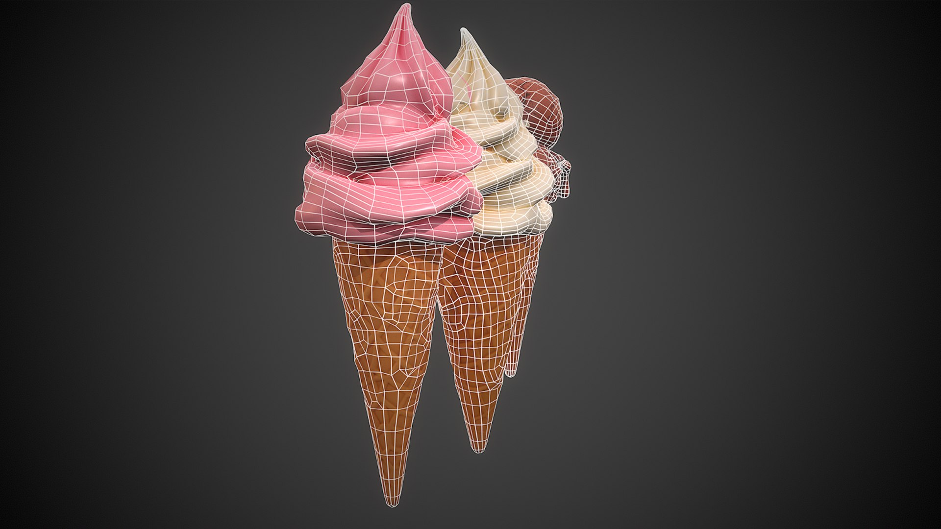 Ice Cream Cone 3d model model https://p.turbosquid.com/ts-thumb/qr/Ai6BMS/zJ/icecreamwireframe4/jpg/1783455064/1920x1080/fit_q87/20d46c1178849ee53fbf33e12d6b7bdf3dfb06de/icecreamwireframe4.jpg