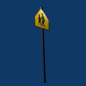 3ds max school crossing sign
