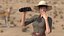 Safari Explorer Woman with Binoculars Rigged for Cinema 4D