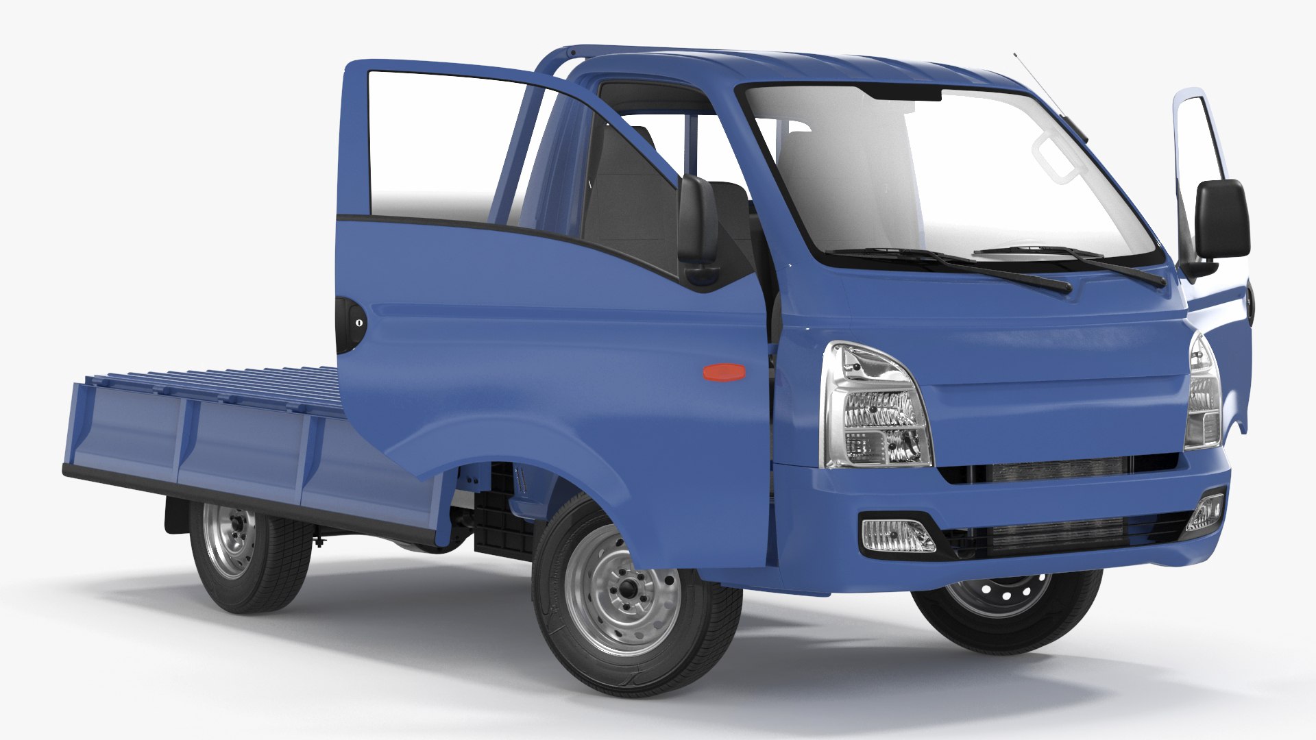 Flatbed Truck Blue Rigged 3D model preview