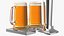 Torre de cerveza de acero inoxidable de cuatro grifos con jarras de cerveza