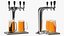 Torre de cerveza de acero inoxidable de cuatro grifos con jarras de cerveza