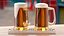 Torre de cerveza de acero inoxidable de cuatro grifos con jarras de cerveza