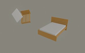 3D orange wood mattress model
