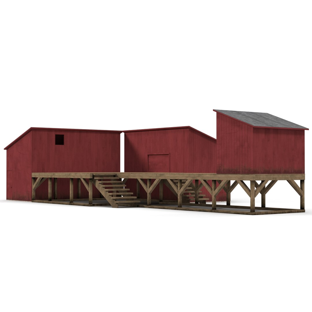 Oil Derrick Surroundings 3D Model 3D model preview