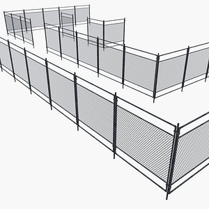 metal chainlink fence 3D model