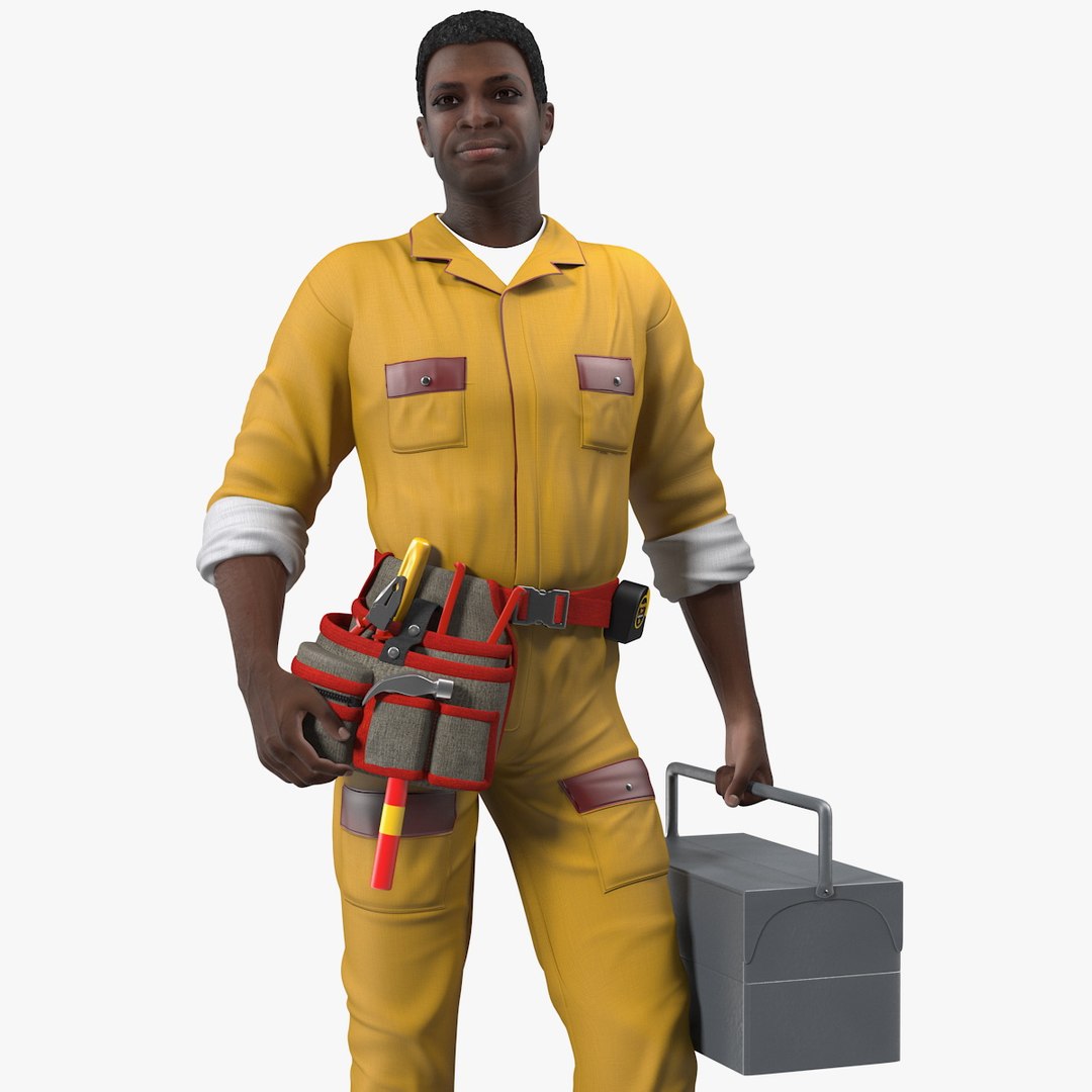 African American Locksmith Rigged 3D model preview
