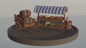 Old Town Marketplace  Stylized Low Poly Market vol1 3D