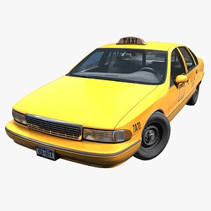 3D Yellow taxi sedan PBR