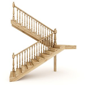wooden stairs 3D model