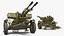 Soviet ZU-23-2 Twin-Barrel AA Gun Rigged for Cinema 4D