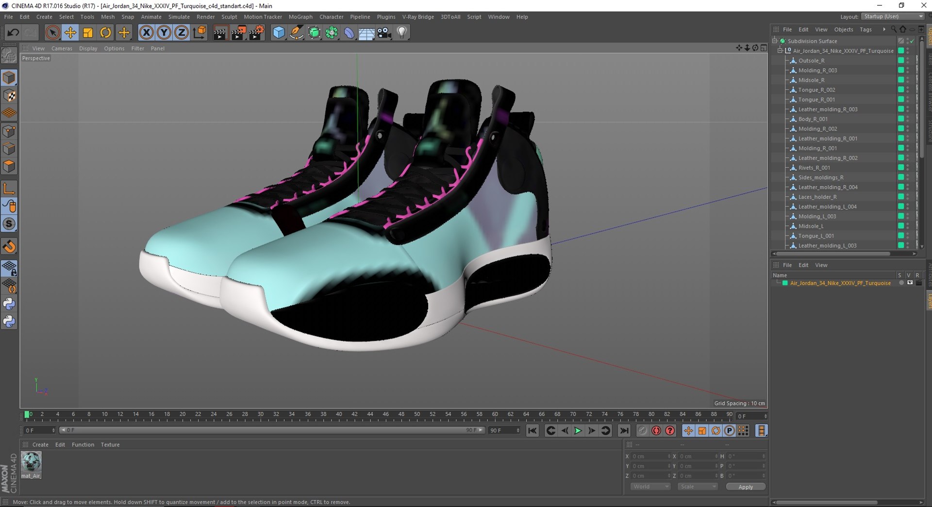 3D Air Jordan 34 Nike XXXIV PF Turquoise Model - TurboSquid 2112898