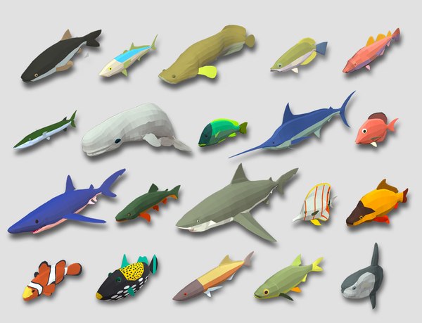 魚漫画コレクションパート01アニメーション ゲームの準備ができて3dモデル Turbosquid