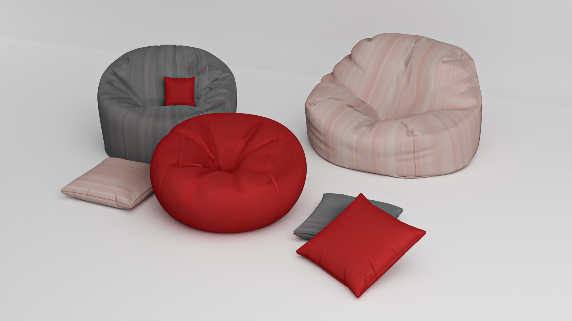 Bean Bag set 3D TurboSquid 2020510
