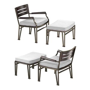 Cernobbio armchair with pouf by Promemoria 3d model