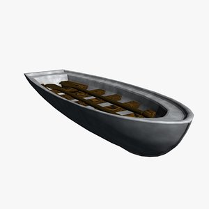 3d small row boat model