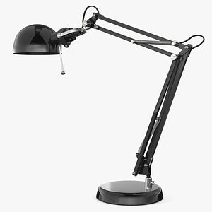 Pivot Arm Table Lamp with Round Base Black