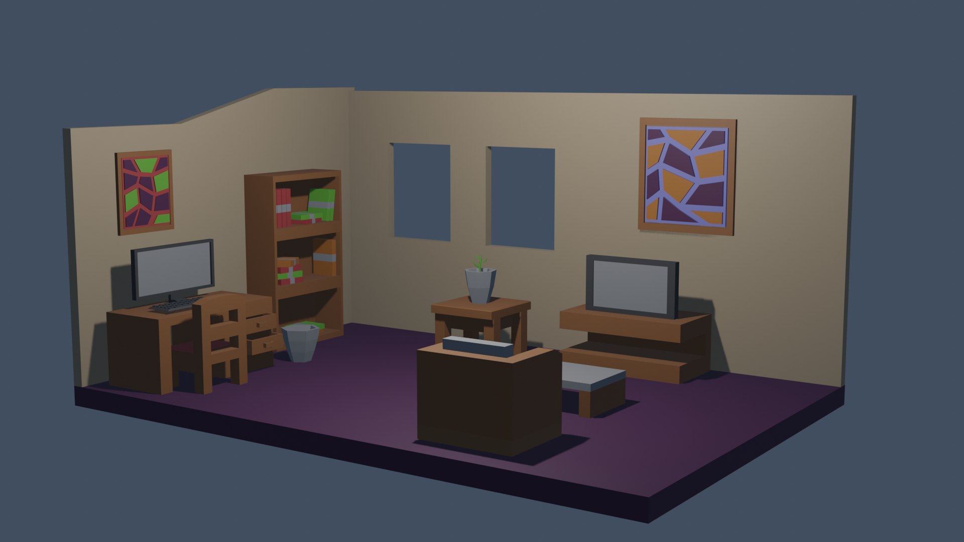 Lowpoly Cartoon Livingroom Pack 3D Model - TurboSquid 1804711