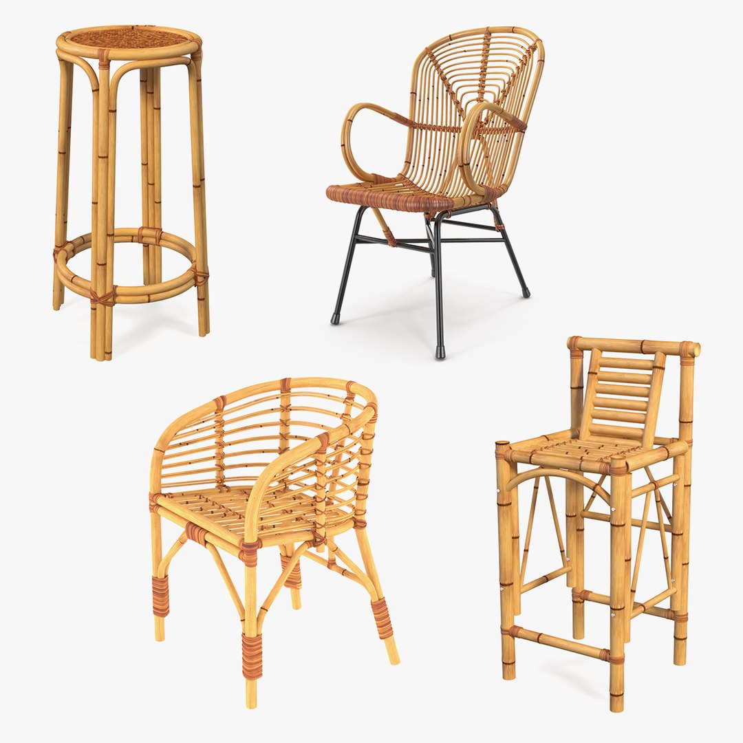 Bamboo Chairs  Collection 3D model preview