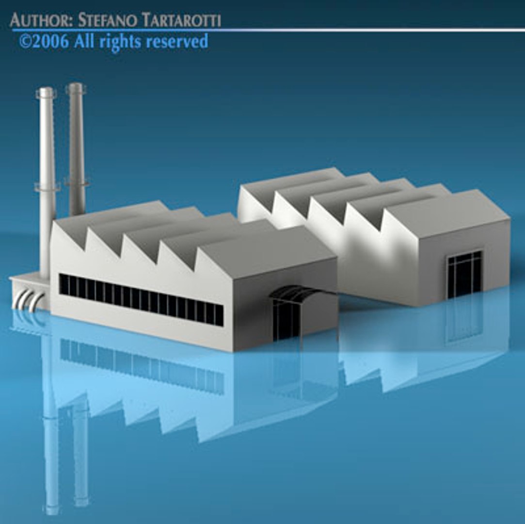 3d Model Of Stilized City Factory Buildings
