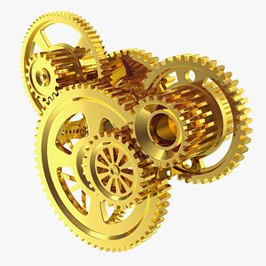 abstract gold gear mechanism 3D