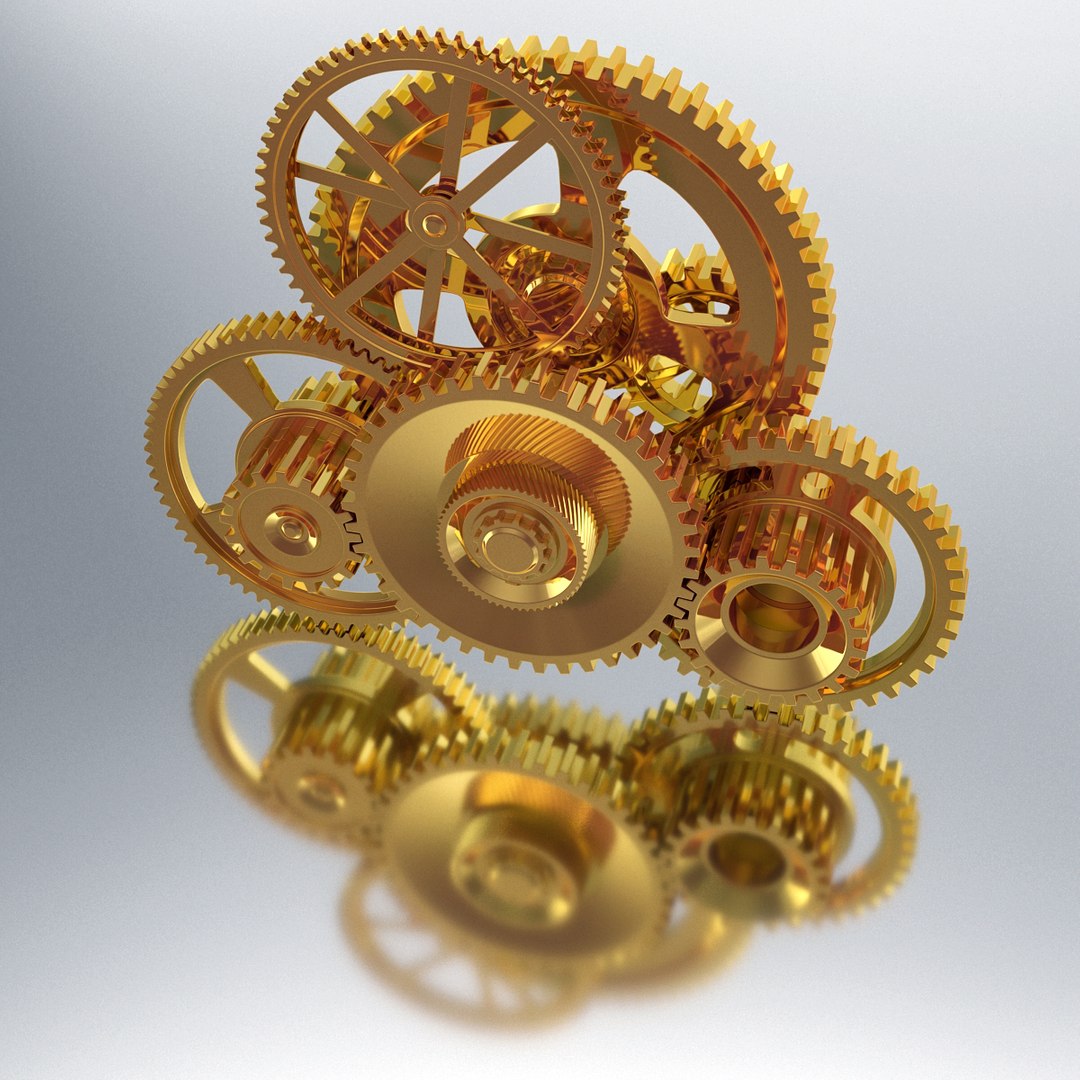 Abstract Gold Gear Mechanism 3D - TurboSquid 1290441