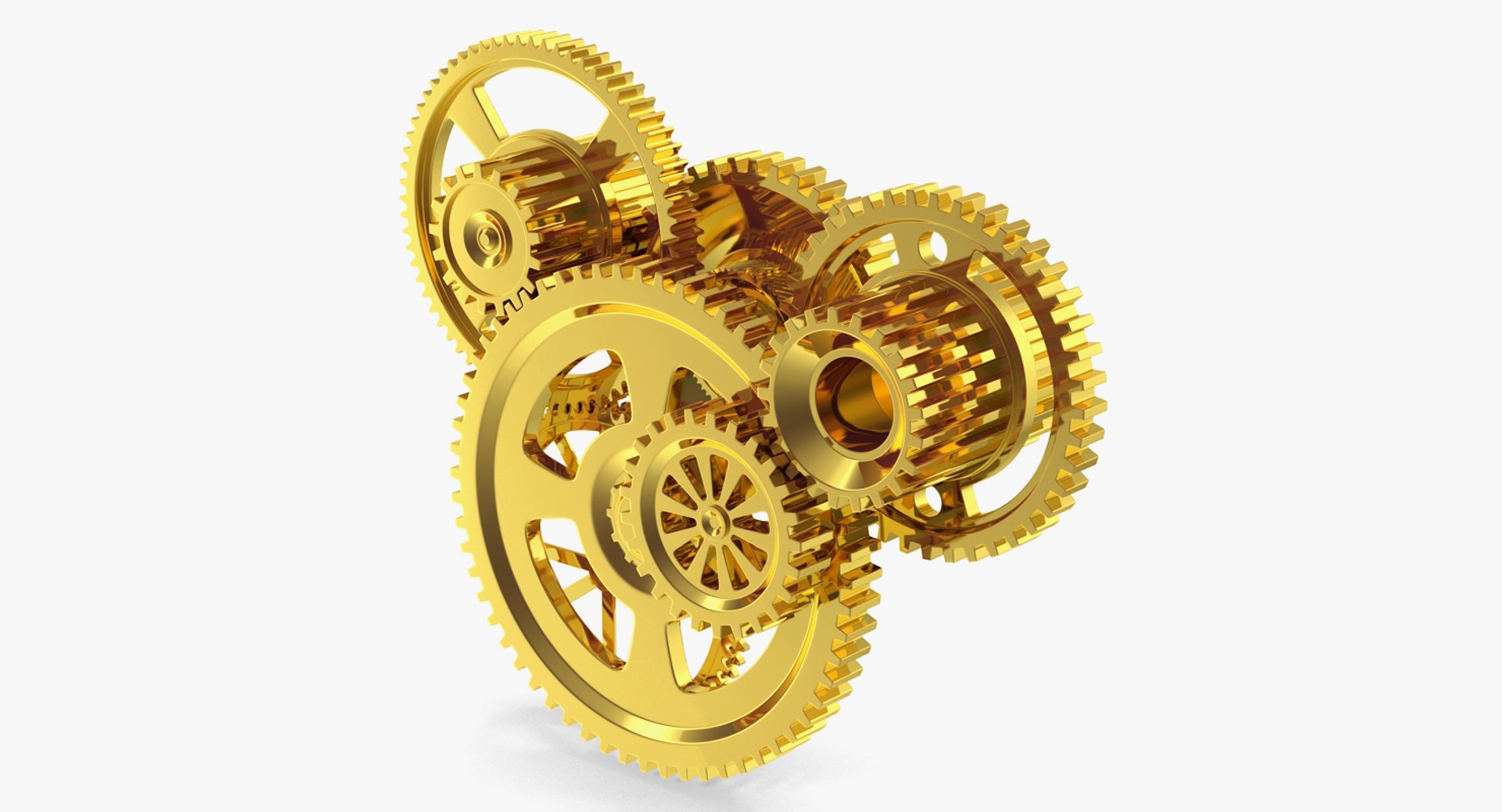 Abstract Gold Gear Mechanism 3D model preview